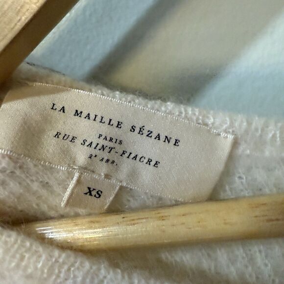 Sezane Gaspard Cardigan Size XS Mohair Alpaca Blend Ivory - Picture 6 of 11